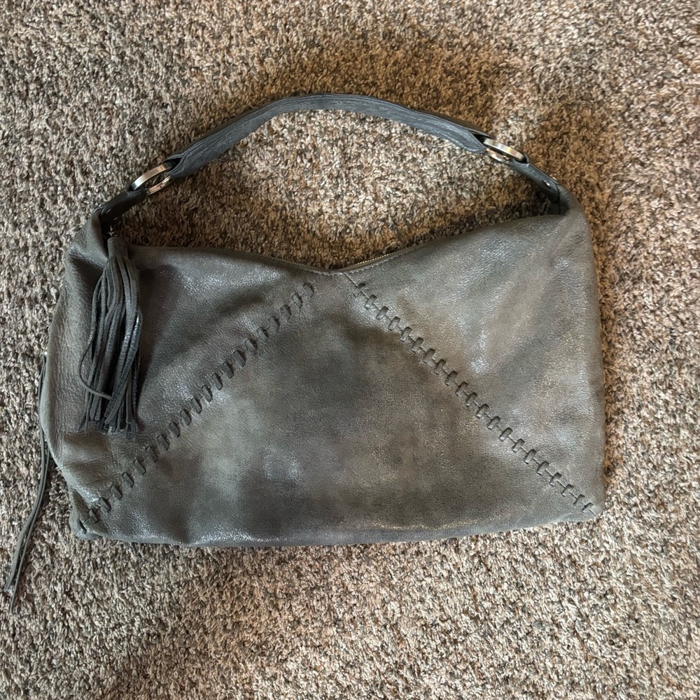 HOBO Dark Gray Leather Hobo Bag
